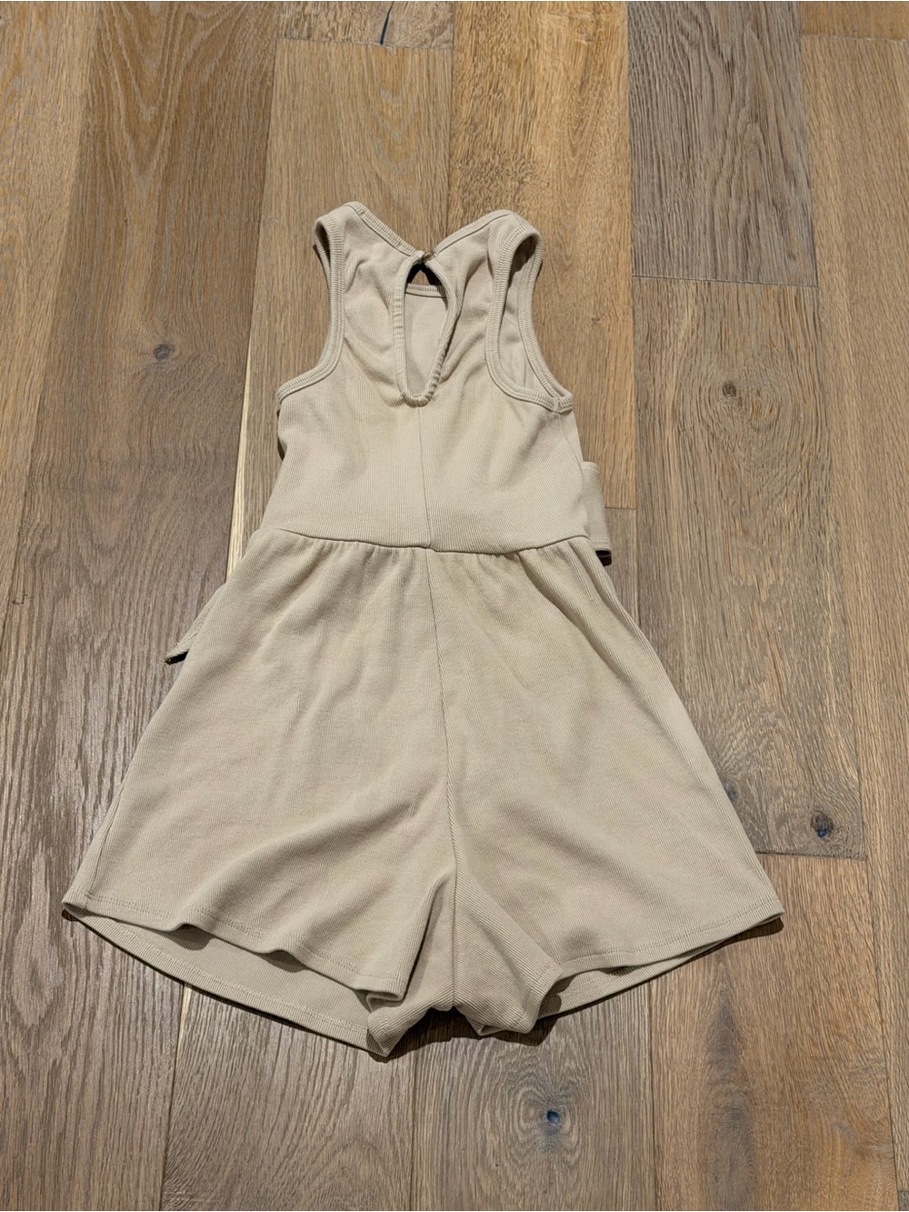 Lovers + Friends Beige Ribbed Cutout Tie Front Romper XS - Picture 6 of 8